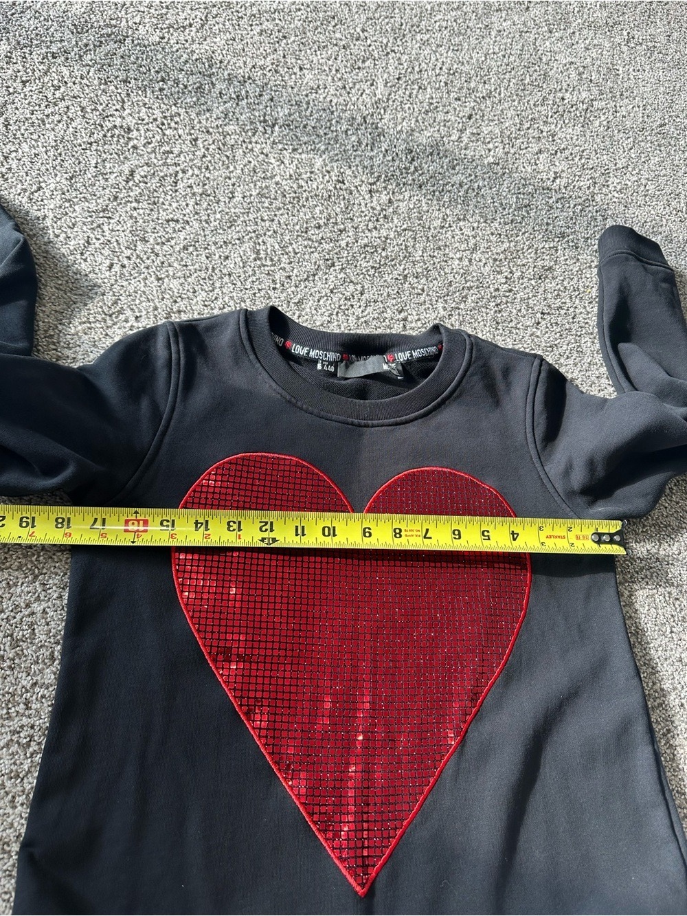 Love Moschino Black Sweatshirt Dress with Red Sequin Heart Black Size 4 - Picture 8 of 11